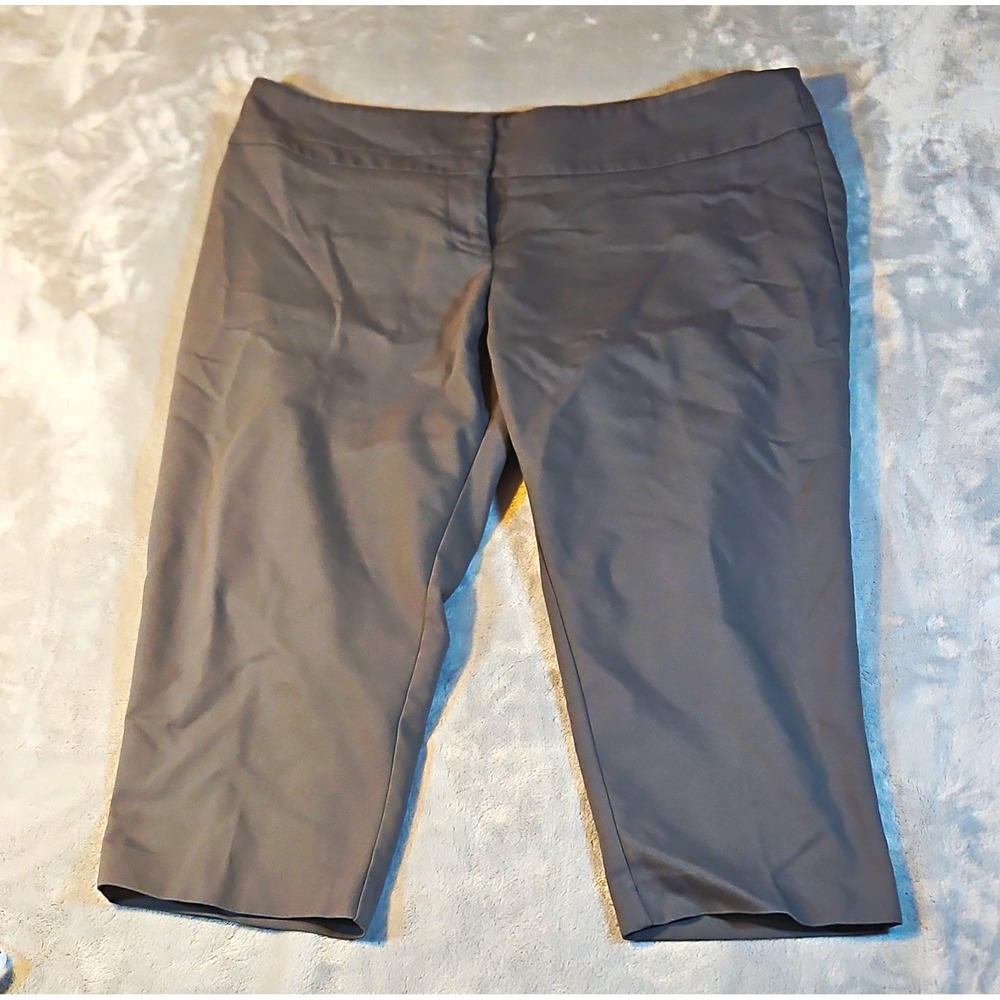 Apt. 9 Women's Gray Stretch Capri Pants Flat Front Zip Woven 20" Inseam 16P